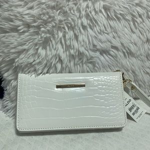 Aldo White Croco Wristlet